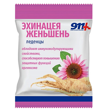 Купить 911 ВАША СЛУЖБА СПАСЕНИЯ ЛЕДЕНЦЫ ЭХИНАЦЕЯ, ЖЕНЬШЕНЬ С.